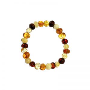 Bracelet d'ambre enfant - Olivettes multicolores